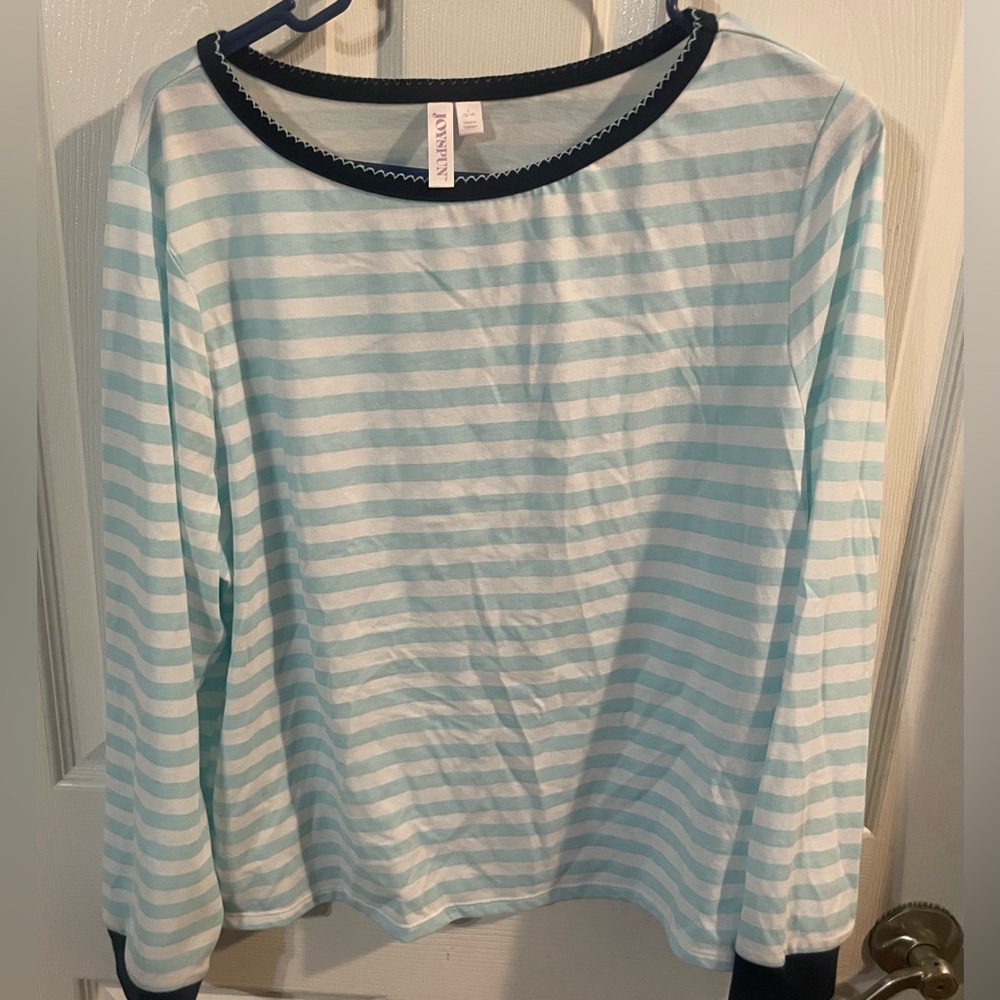 Blue and White Striped Long Sleeve Sleep Top! NWOT!